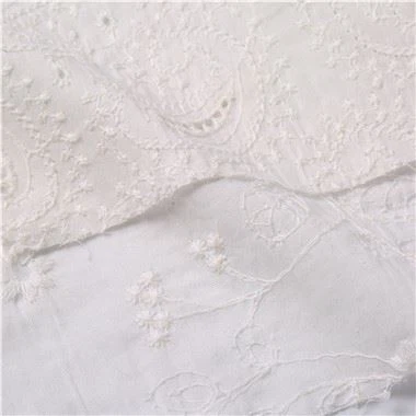 White Cotton Embroidered Fabric
